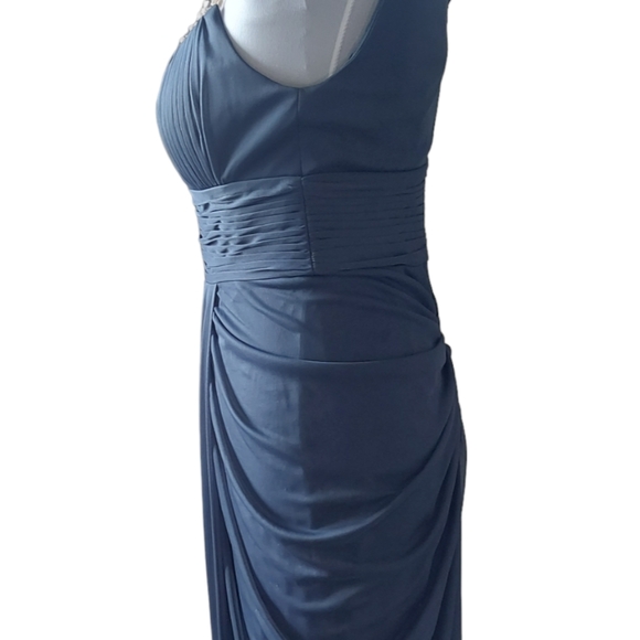 Adrianna Papell Dress UK Size 12 Evening Gown Grecian Mermaid Style Dark Teal - Picture 7 of 11